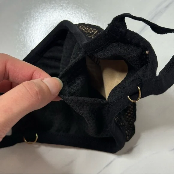 NWOT Bandolier Lace Sophie Face Mask Gold Chain Black Beige Adjustable Ear Loops - Picture 11 of 11